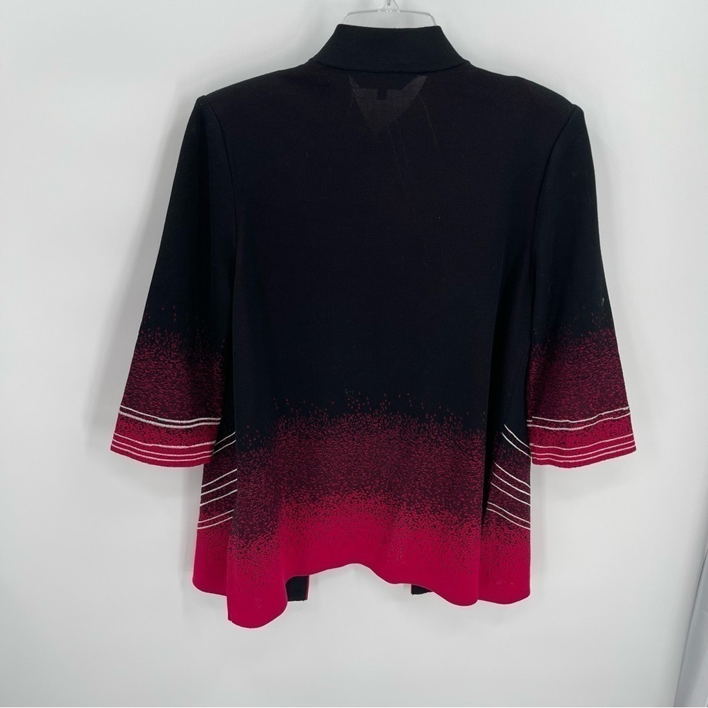Ming Wang Womens size Small Open Cardigan Jacket Black Red white 3/4 sleeves - Picture 5 of 9